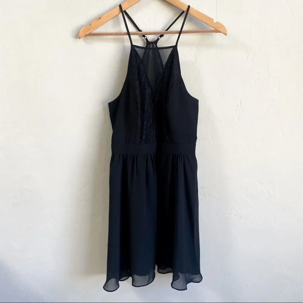 BCBGeneration Black‎ Lace Halter Chiffon Mini Dress